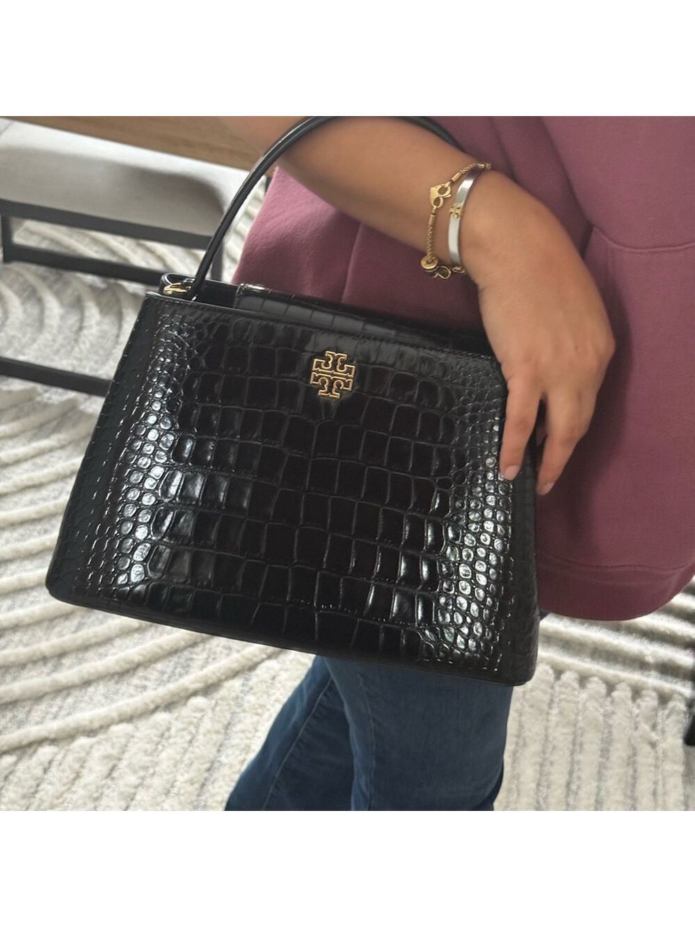 1018$+!! New Tory Burch Britten Black Leather Satchel & Matching Bifold Wallet - Picture 15 of 17